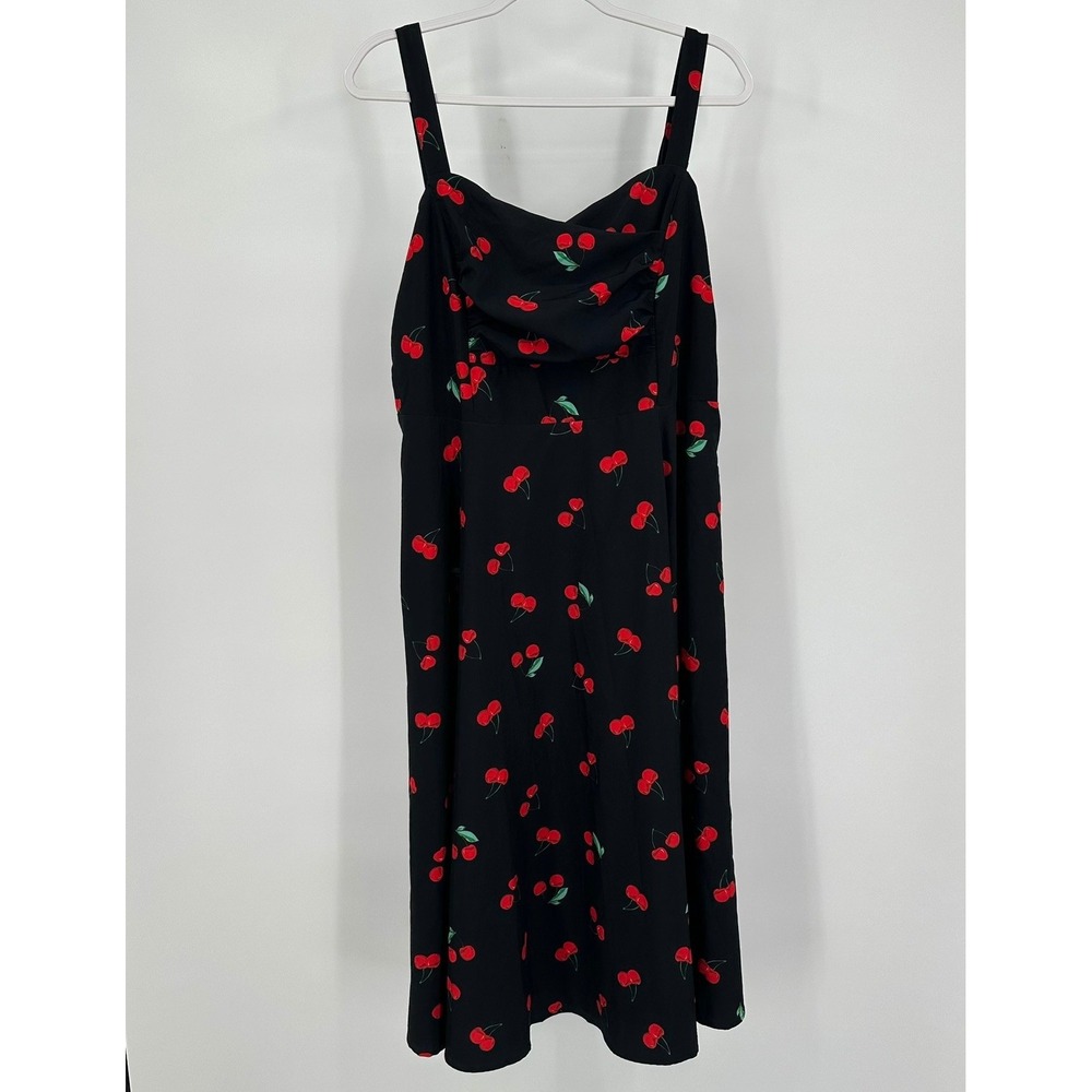 Belle Poque Pinup Rockabilly Womens‎ Cherry Print Dress Size 2X Retro Smocked